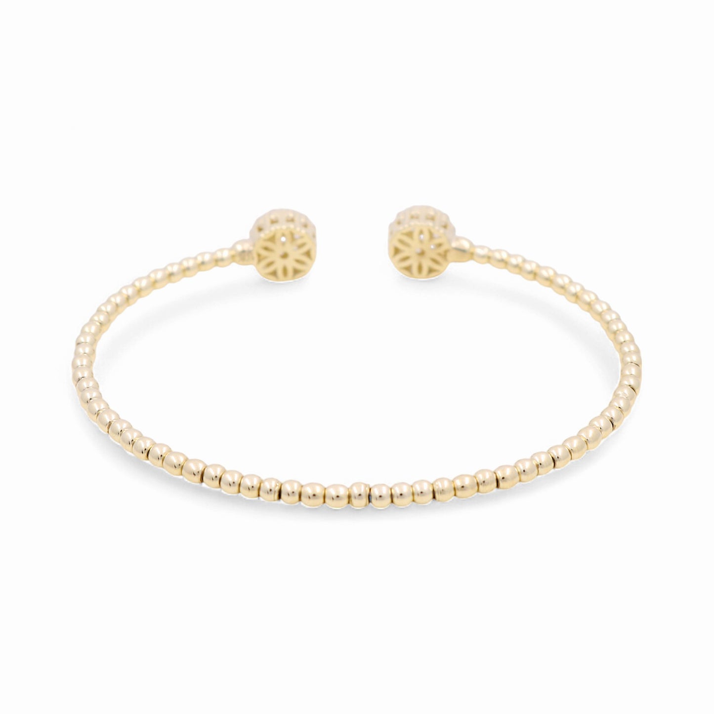 10K Yellow Gold Semisolid Fashion Women’s Bangle Bracelet with CZ / Weight: 5.4 GR / CPBB0FS