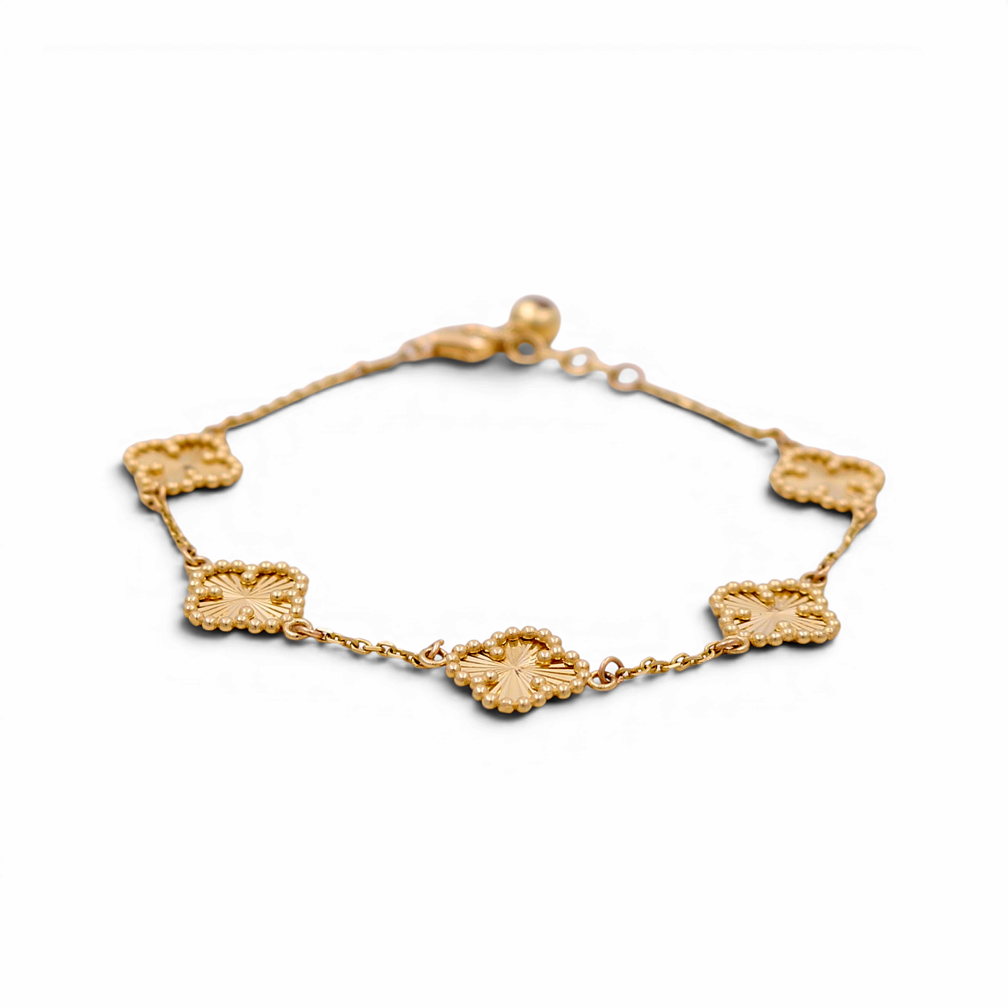 14K Yellow Gold Five Clover Women's Bracelet / Size: 7" 11MM / Weight: 5.2 GR / DOWB4CLV-4
