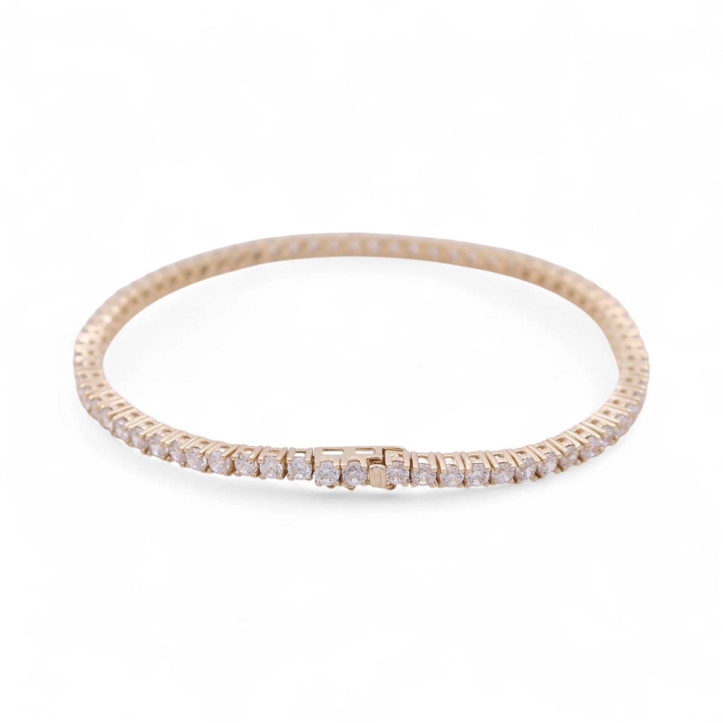 10K Yellow Gold Semisolid Tennis Women’s Bangle Bracelet with Cz / Weight: 9.4 GR / CPBB0FS-3