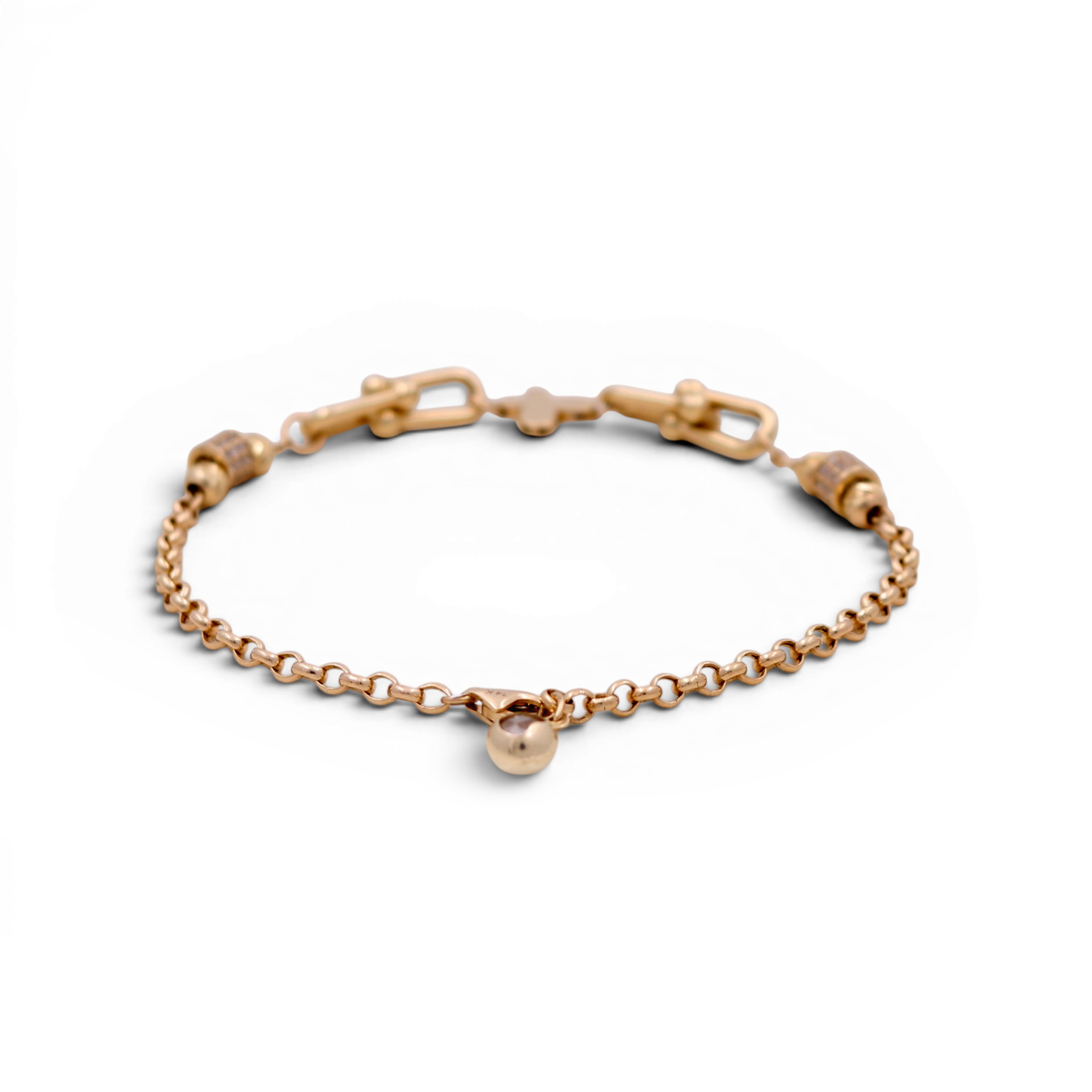 14K Yellow Gold Women's Butterfly TT Bracelet / Stone: Cz / Size: 7.5" / Weight: 5.2 GR / 475-01606