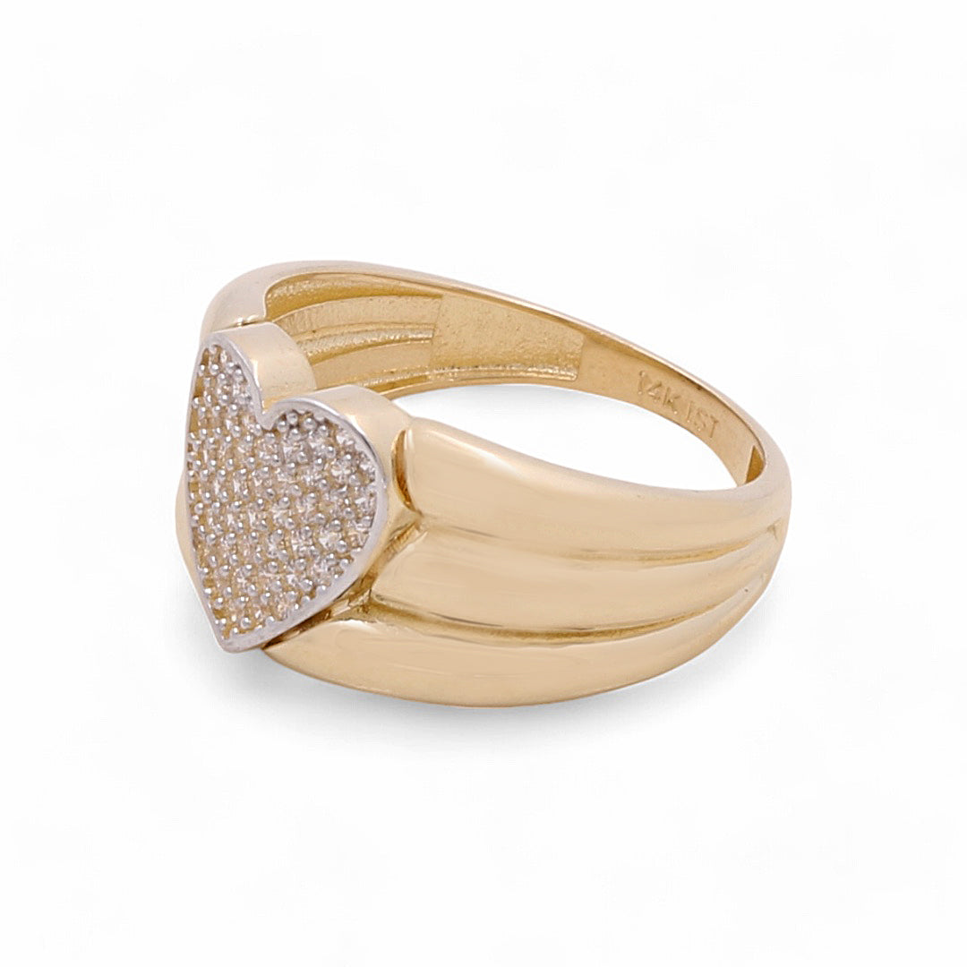 14K Yellow Gold Women's Heart Ring / CZ / Size: 8/ Weight: 4.3gr / COWR4HR-22
