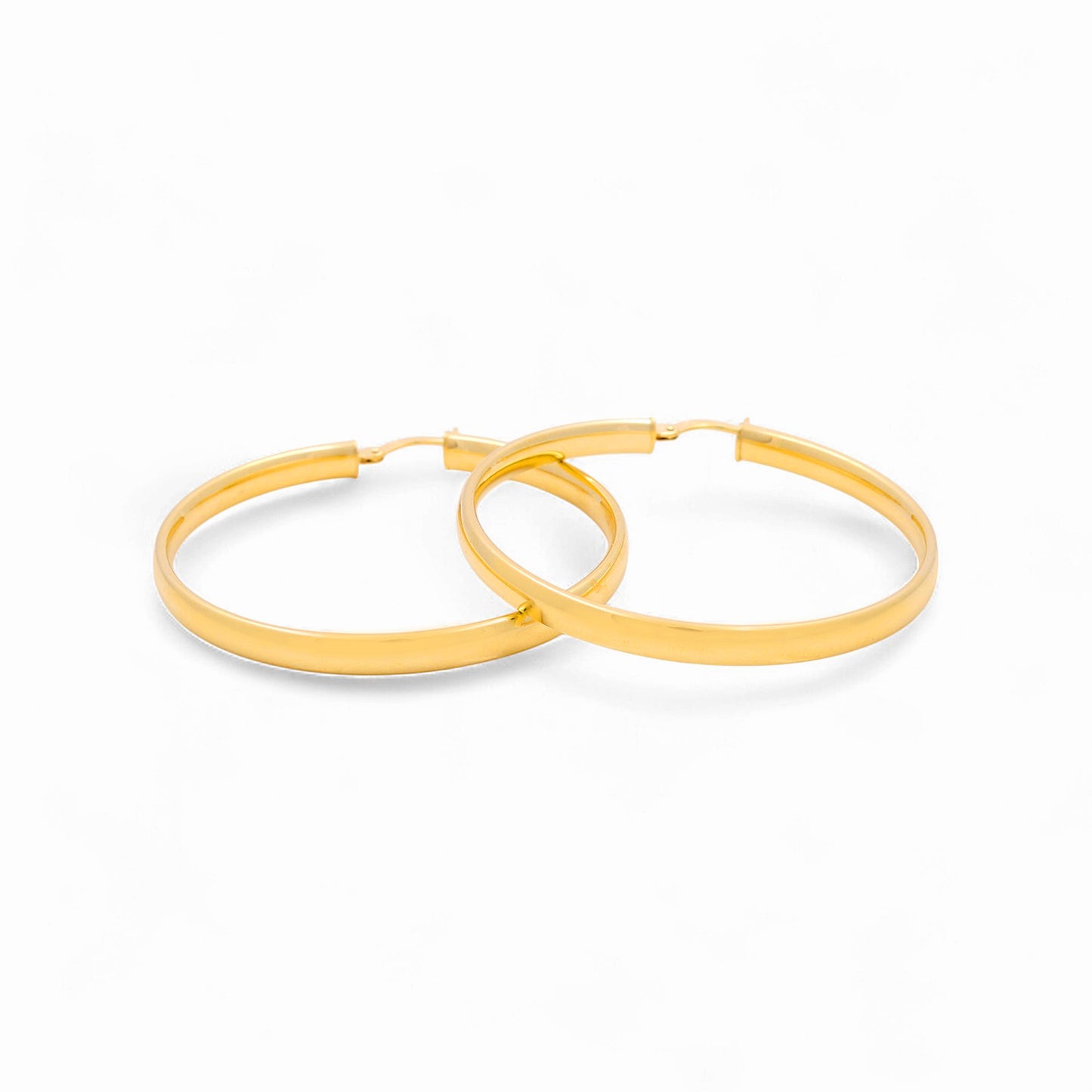 14K Yellow Gold Plane Women's Hoops Earrings / Size: 4mmx40mm / Weight: 4.4 GR / 240-00805