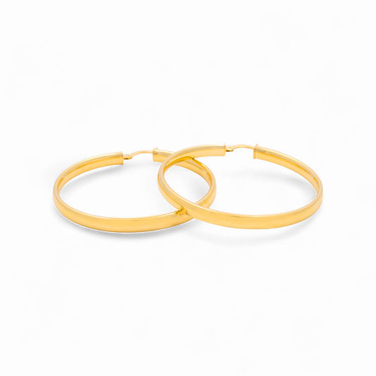 14K Yellow Gold Plane Women's Hoops Earrings / Size: 4mmx40mm / Weight: 4.4 GR / 240-00805