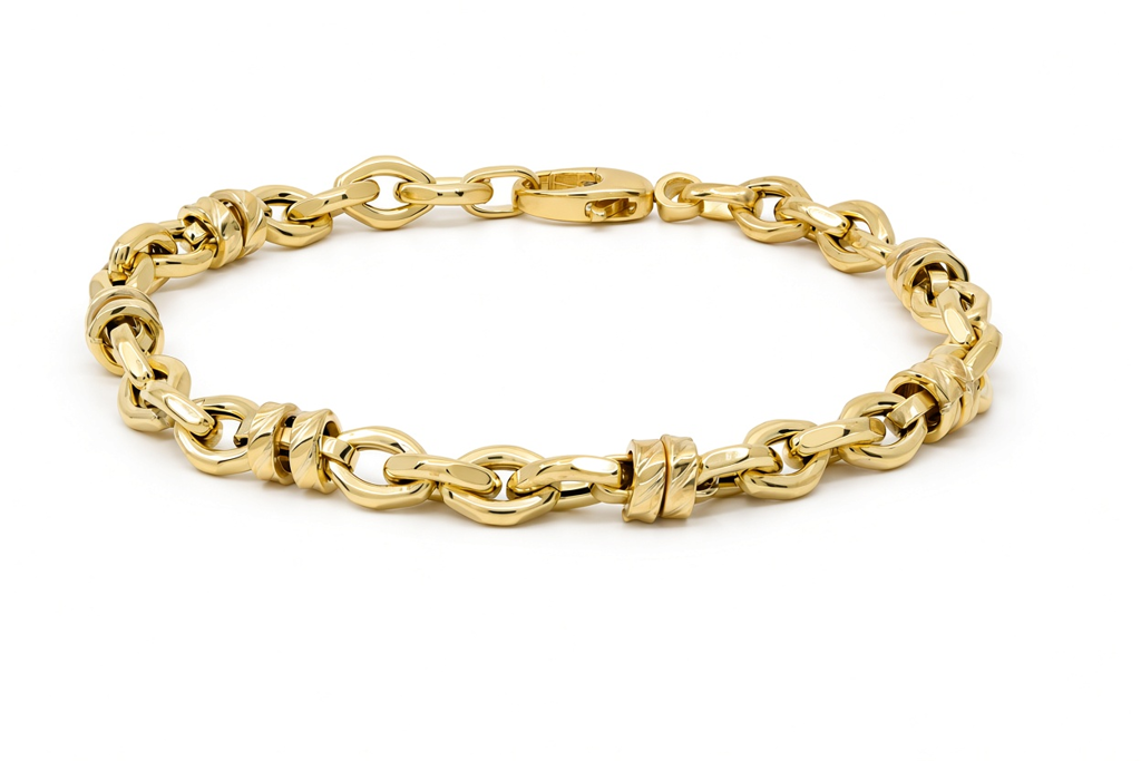 10K Yellow Gold Semisolid Italian Link Bracelet / Size: 7.5" / Weight: 5.2 GR / 170MR547BR