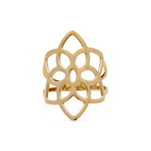 10K Yellow Gold Flower Women's Ring / Size: 7.5 / Weight: 1.9 GR / DQWR0FS-13