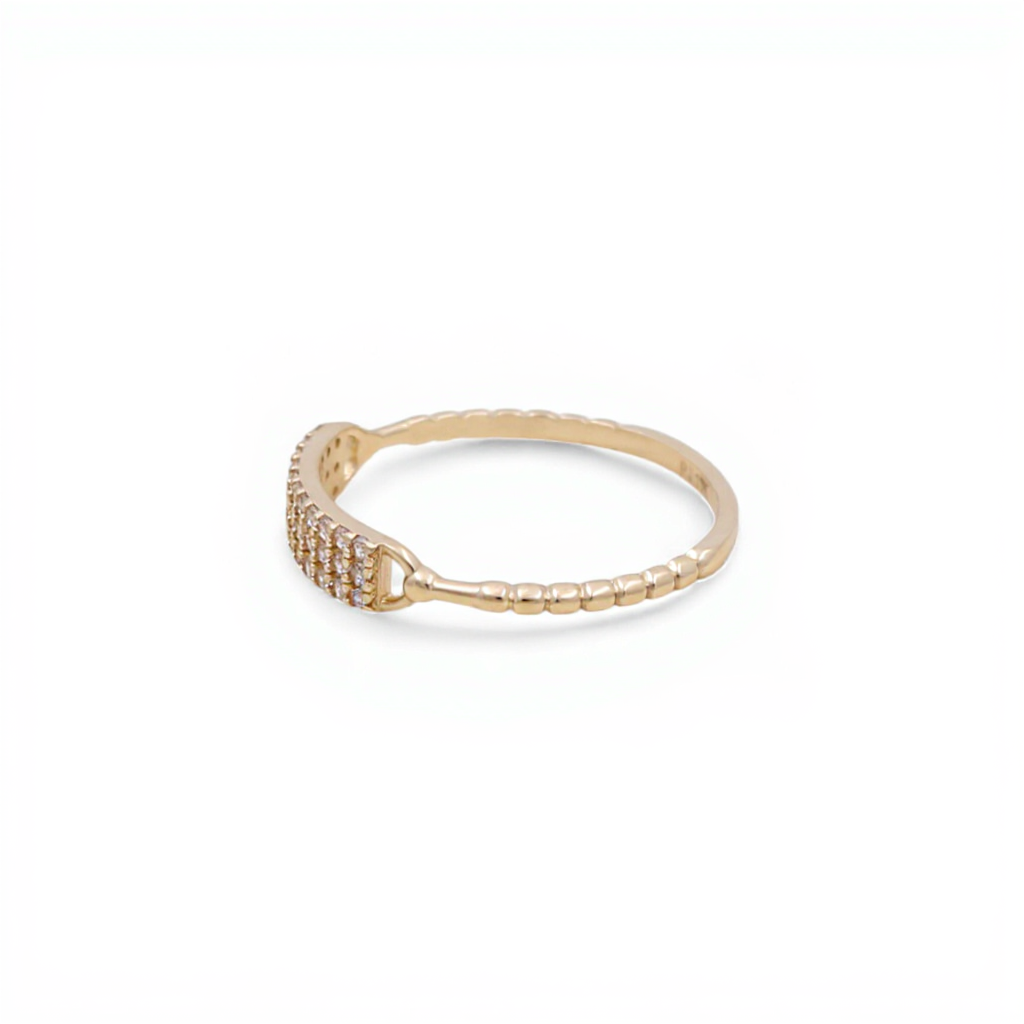 10K Yellow Gold Fashion Women's Ring with White Cz / Size: 8 / Weight: 1.3 GR / CQWR0FS-16