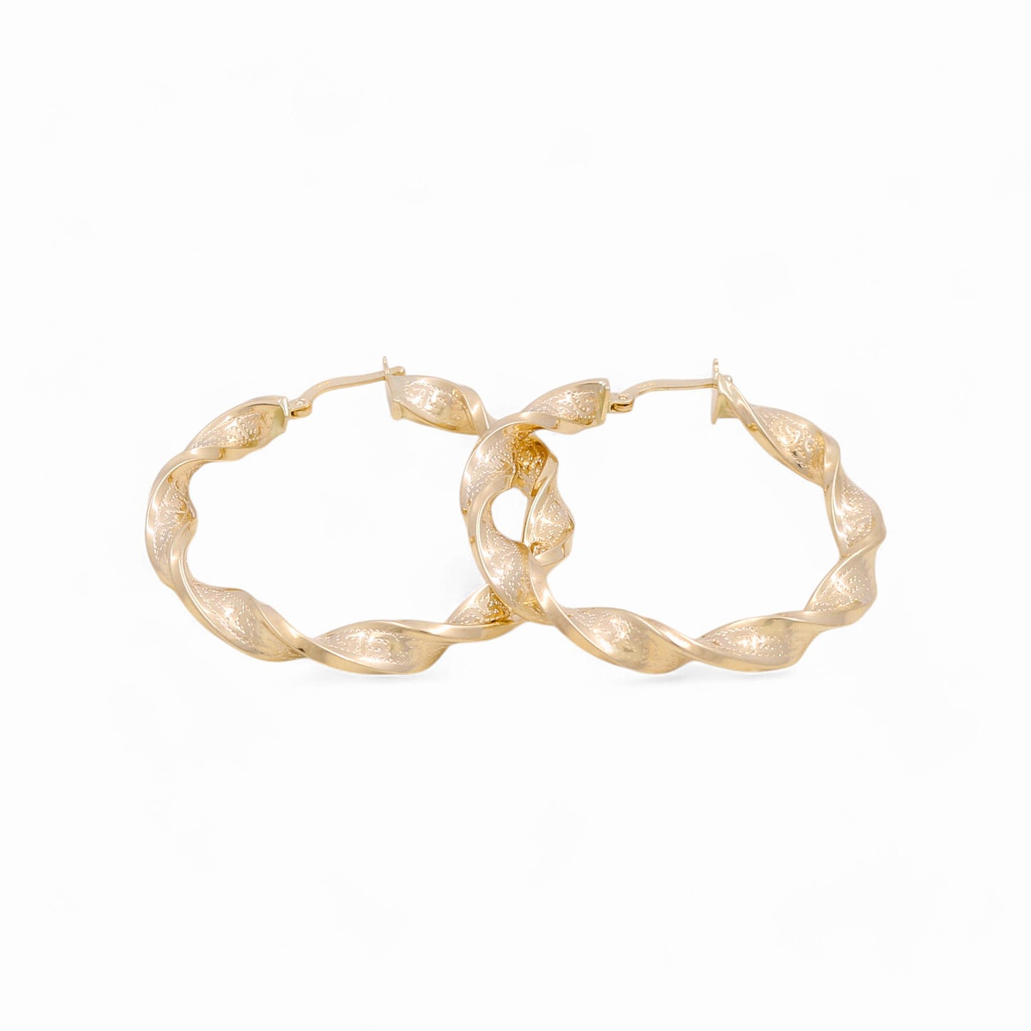 14K Yellow Gold Twist with Greek Hoops Earrings / Size:5mm X 34mm / Weight: 4.9 GR / KOEH4TRGR5x34
