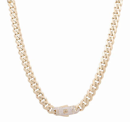 10K Yellow Gold Monaco Semisolid Chain / Stone: Cz / Size: 13mm 24" / Weight: 47.4gr / DOCH0MON13-24