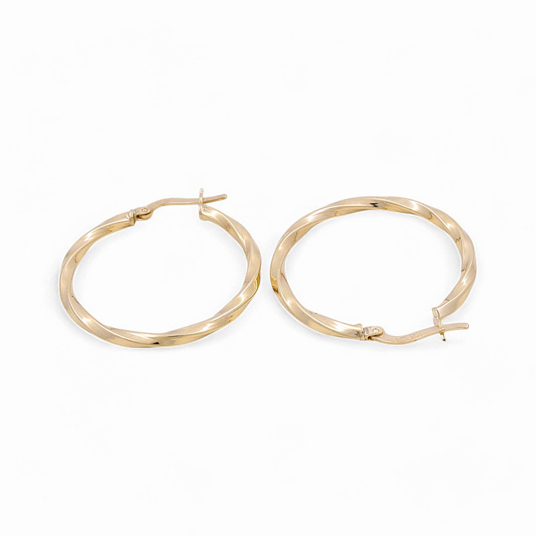 10K Yellow Gold Twist Hoops Earrings / Size: 2.5mm X 26.5mm / Weight: 2 GR / KOEH0TR2.5x26.5