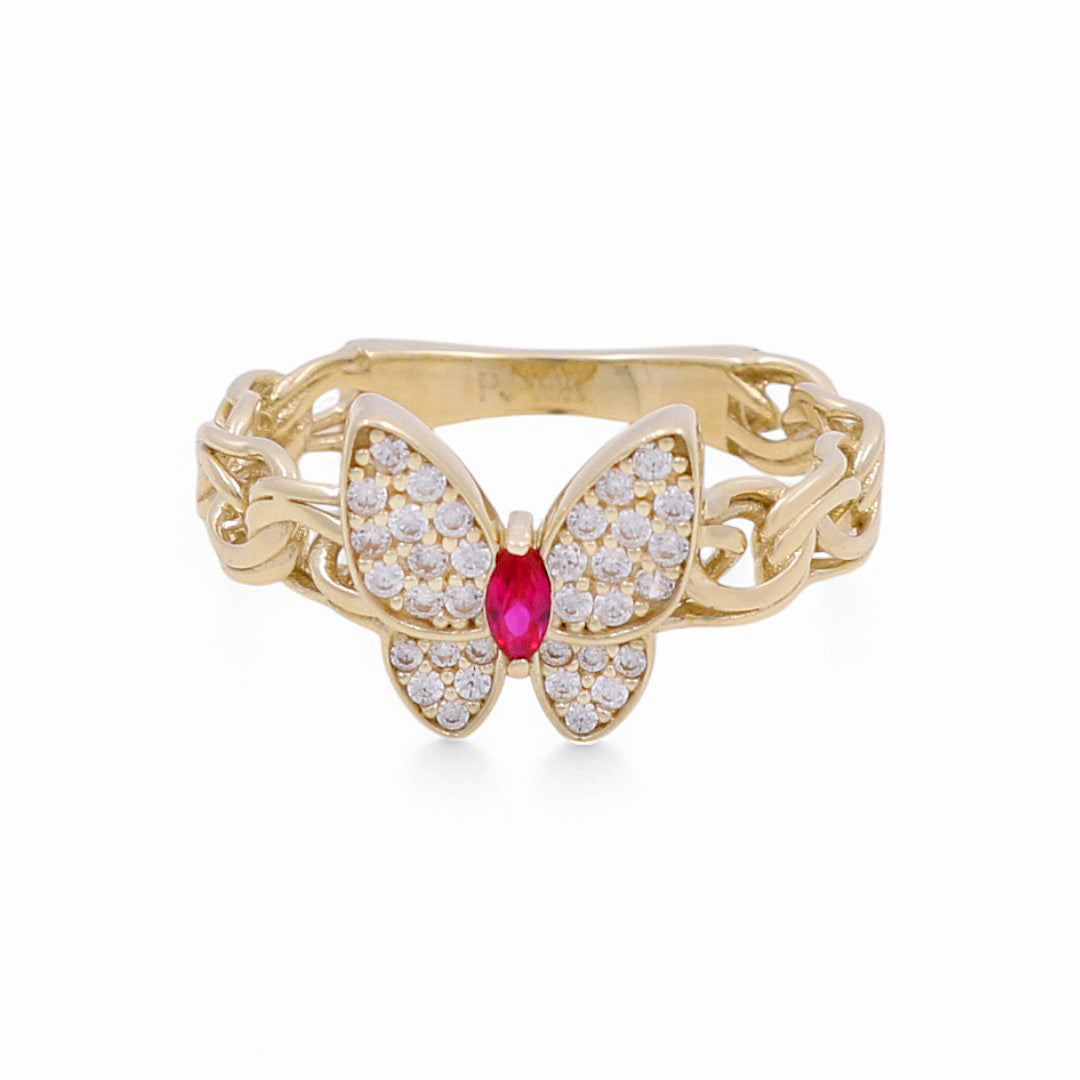 10K Yellow Gold Butterfly Women's Ring with CZ / Size: 7.5 / Weight: 2.7 GR / DPWR0BF-1