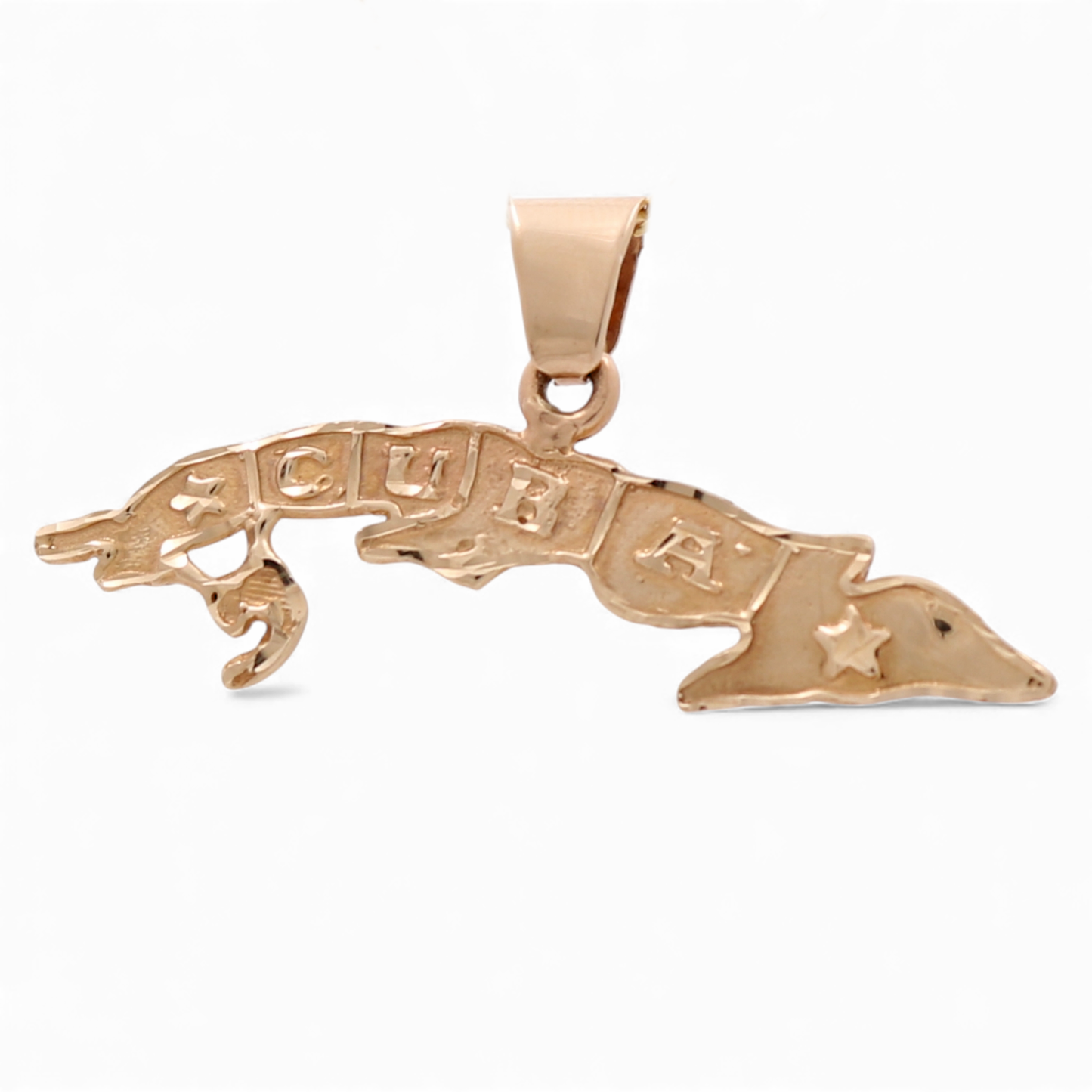 14K Yellow Gold Cuba Island Pendant / Weight: 2.3 GR / CPD4CUB