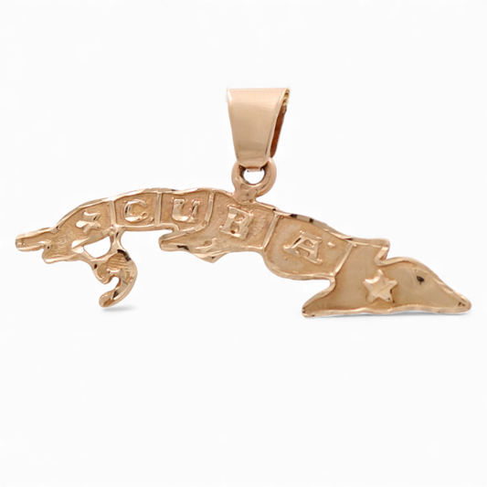 14K Yellow Gold Cuba Island Pendant / Weight: 2.3 GR / CPD4CUB
