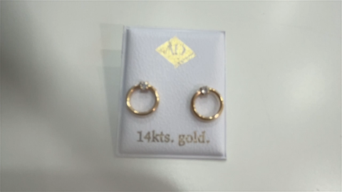 14K Yellow Gold Fashion Stud Earring with Cz / 6-339901PS