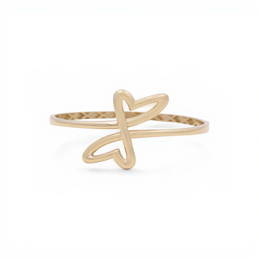 10K Yellow Gold Semisolid Women’s Bangle Bracelet with Fashion Hearts / Weight: 6.6 GR / CQBB0HR-2