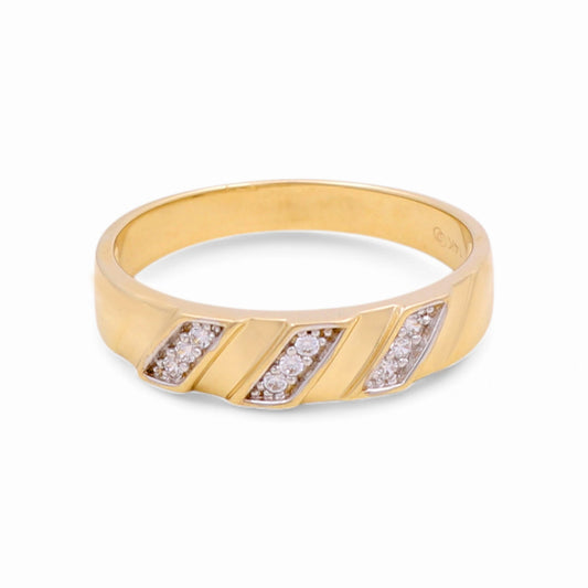 14K Yellow Gold Men’s Wedding Band / Stone: Cz / Size:10 / Weight: 3.1 GR / KEEMWB4BS-25