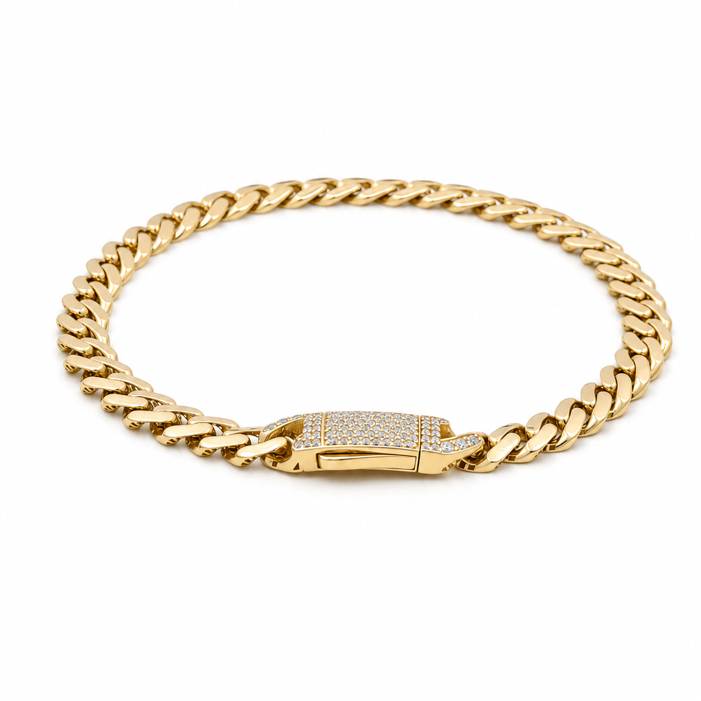 10K Yellow Gold Monaco Men's Bracelet  / Size: 6mm-8'' / Weight: 5.2 GR / DOMB0MON6-8