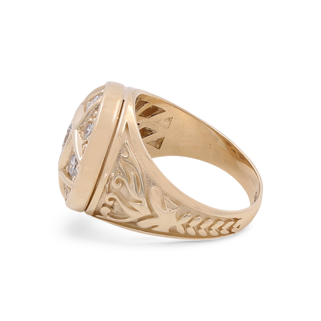 14K Yellow Gold Men’s Rings / CZ / Size 10.5 / COMR4FS-21