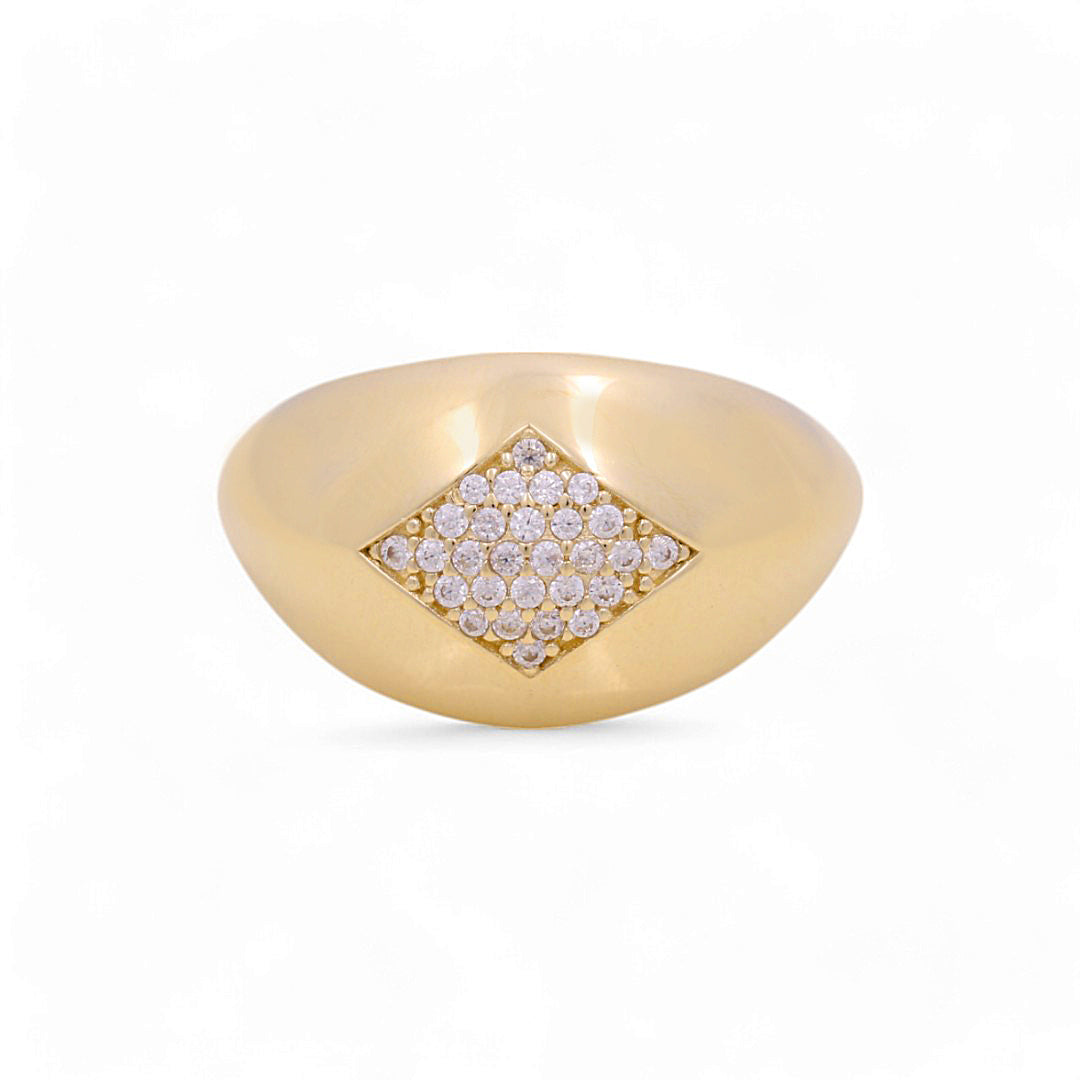 10K Yellow Gold Rhombus Women's Ring with Cz / Size: 7 / Weight: 2.2 GR / Y24-876