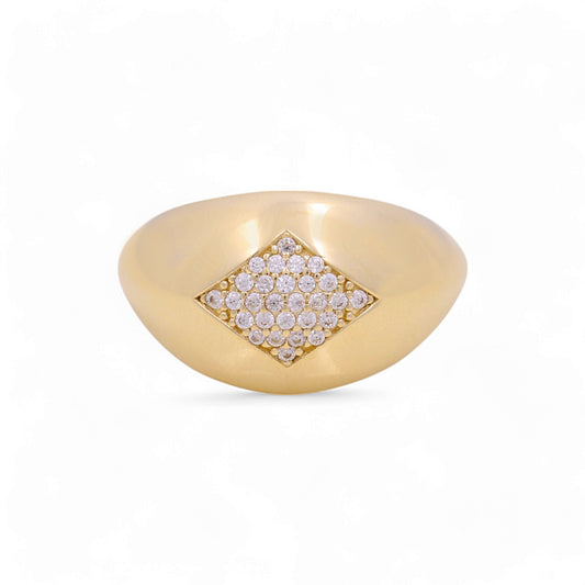 10K Yellow Gold Rhombus Women's Ring with Cz / Size: 7 / Weight: 2.2 GR / Y24-876