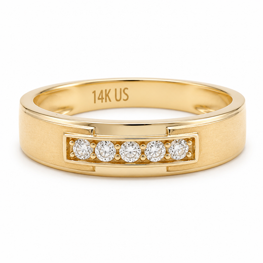 14K Yellow Gold Men's Wedding Band / Stone: Cz / Size: 10 / Weight: 2.8 GR / KEEMWB4BS-31