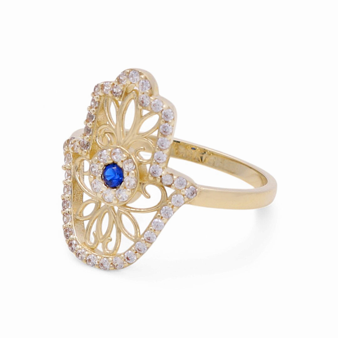 10K Yellow Gold Hand of Fatima Women's Ring with Cz / Size: 7 / Weight: 2.1 GR / DPWR0MF