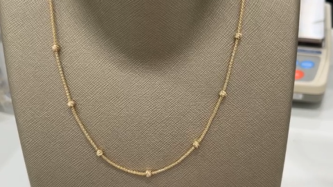 10K Yellow Gold Fashion Link Necklace with Diamond Cut Balls / Size: 18” / Weight: 3.8GR / DQNK0BLL