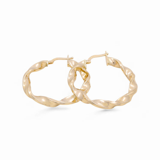 14K Yellow Gold Twist Hoops Earrings / Size: 4mm X 28mm / Weight: 3.5 GR / KOEH4TR4x28