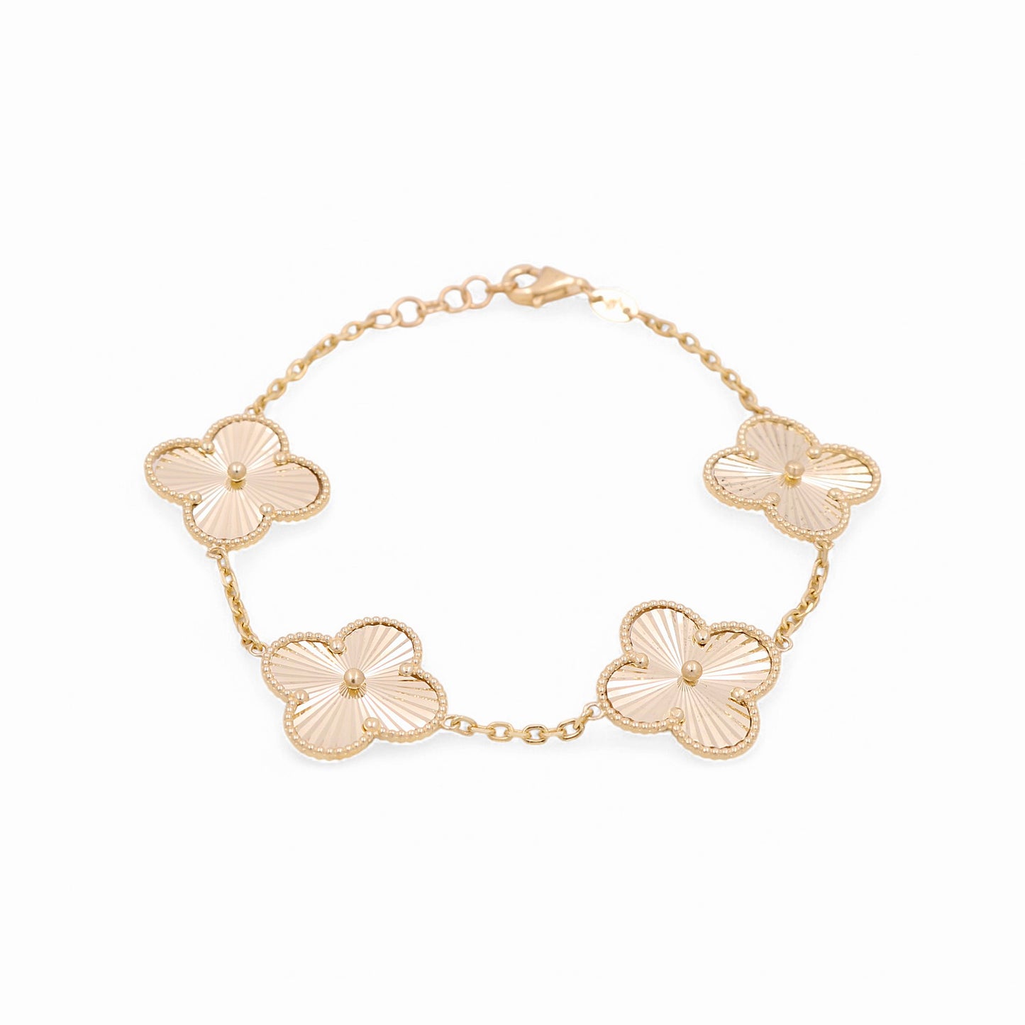 14K Yellow Gold Four Clover Women's Bracelet / Size: 7" 20MM / Weight 7.6 GR / DOWB4CLV