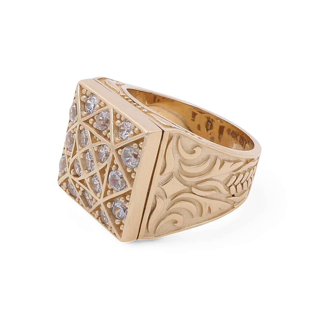 14K Yellow Gold Fashion Men's Ring / Size: 10.5 / Weight: 19.1 GR / COMR4FS-15