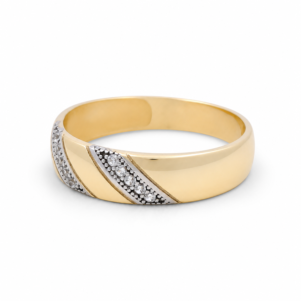 14K Yellow and White Gold Men’s Wedding Band / Stone: Cz / Size: 10 / Weight: 2.6 GR / IEEMWBTT4BS
