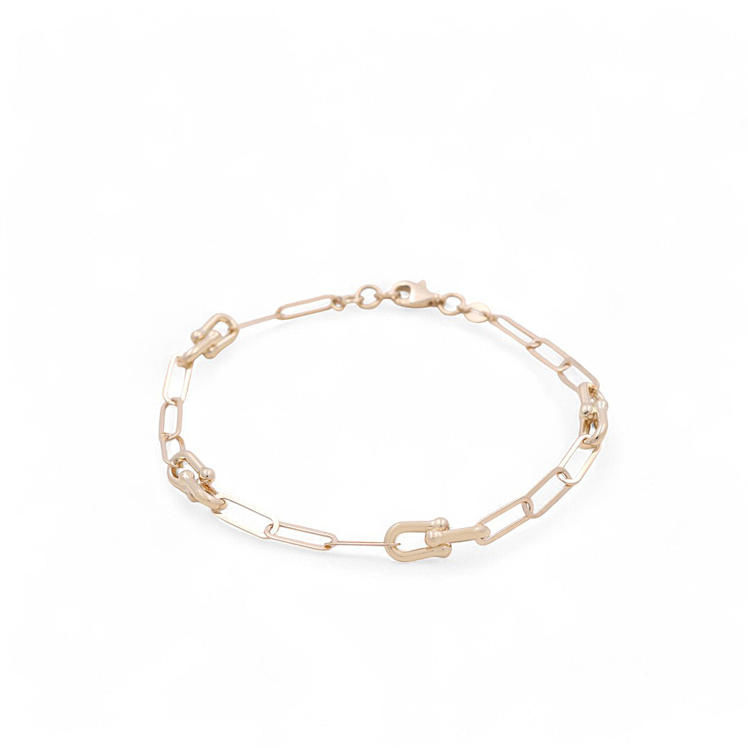 14K Yellow Gold Fancy Bracelet with Paper Clip Link / Size: 7.5" / Weight: 3.4 GR / CCWB4PC