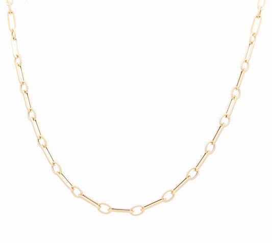 14K Yellow Gold Semisolid Italian Women's Necklace / Size: 18" / Weight: 6.3 GR / 624-00387