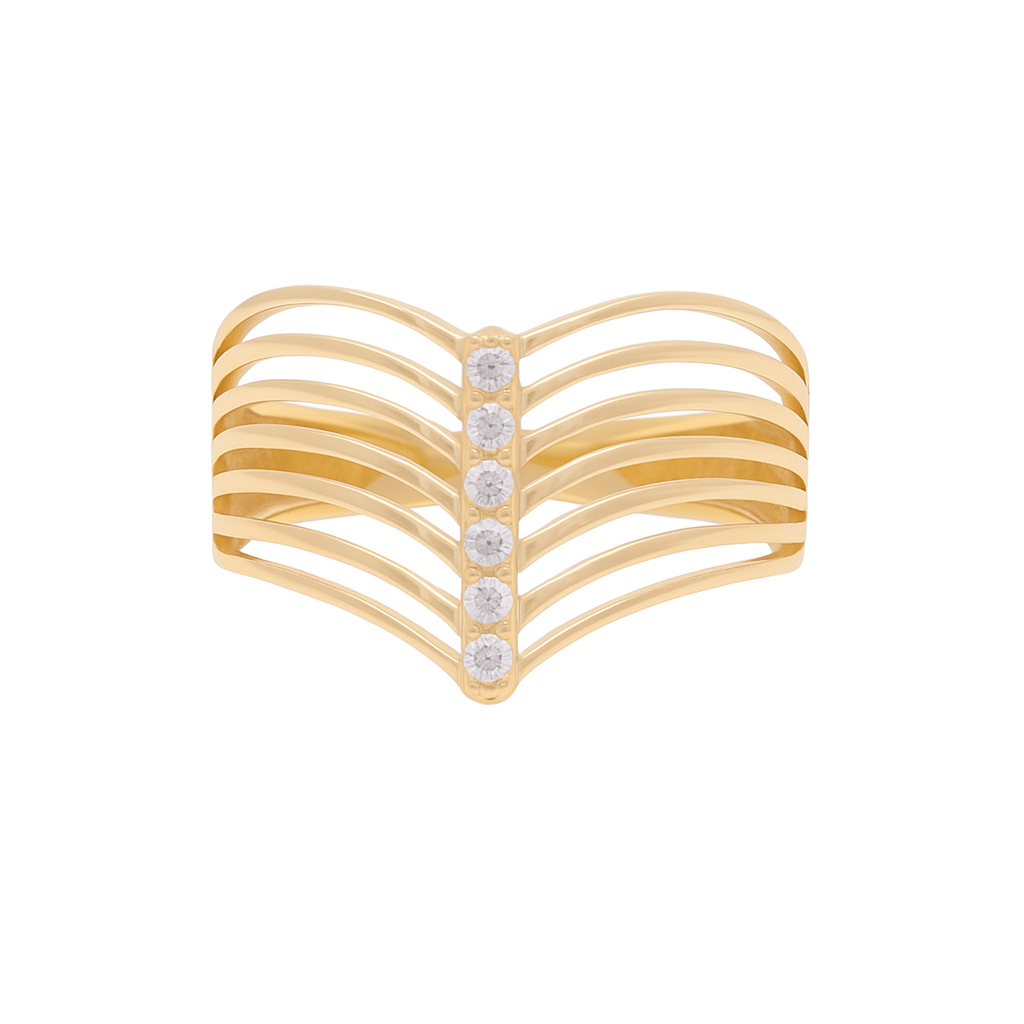 14K Yellow Gold Fashion Women's Ring with White Cz / Size: 8.5 / Weight: 2.3 GR / DQWR4FS-8