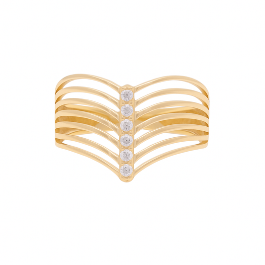 14K Yellow Gold Fashion Women's Ring with White Cz / Size: 8.5 / Weight: 2.5GR / DQWR4FS-8