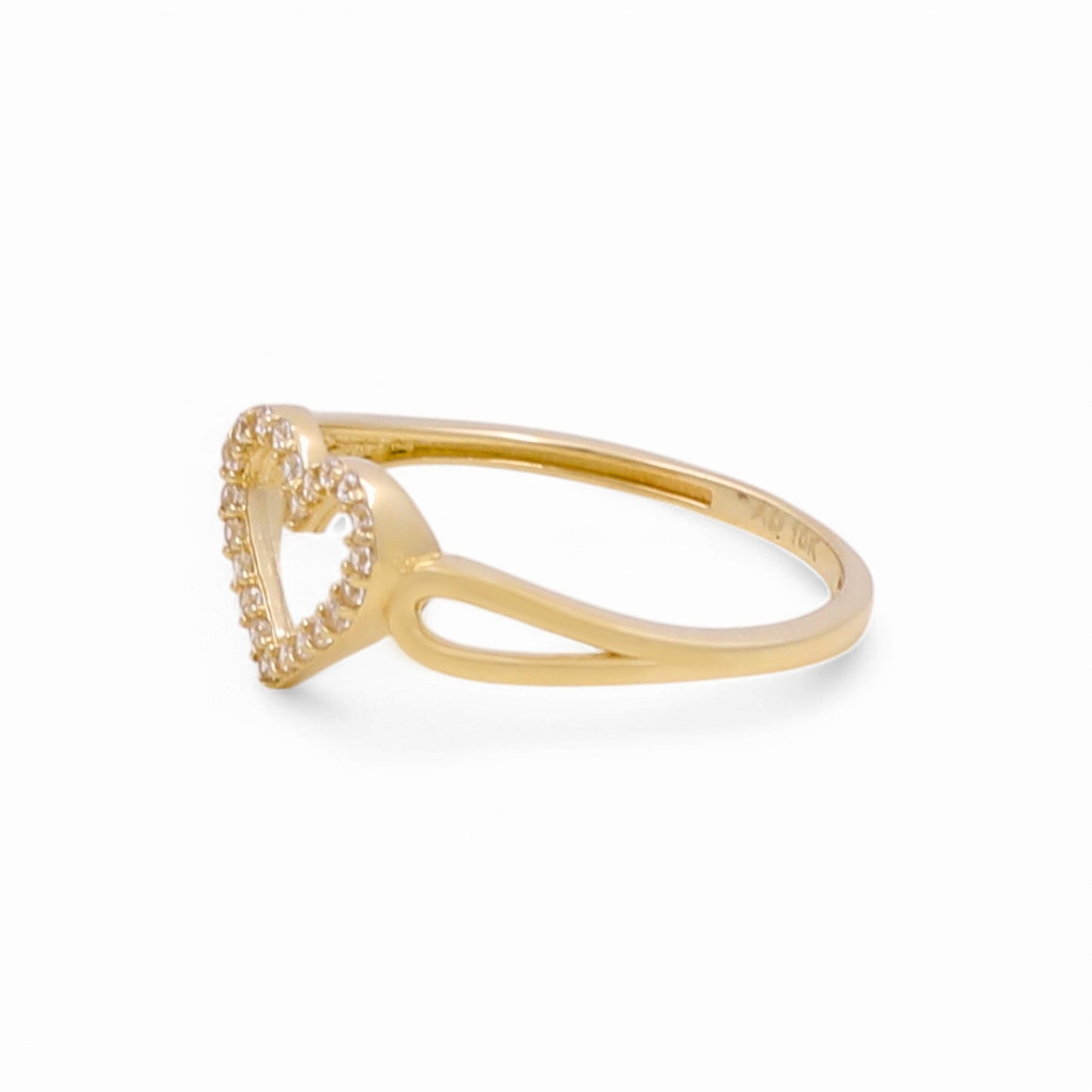 10K Yellow Gold Fashion Heart Women's Ring with Cz/ Size:8 / Weight: 1.3 GR / P03R-2429