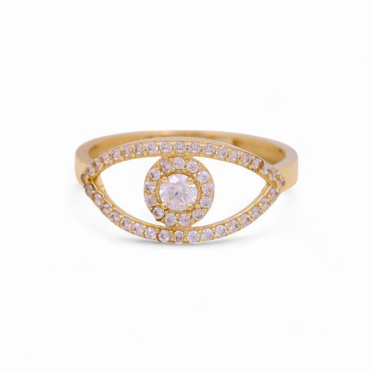 10K Yellow Gold Women's Fashion Eye Ring with Cz / Size: 7 / Weight: 1.9 GR / YYZ-5519
