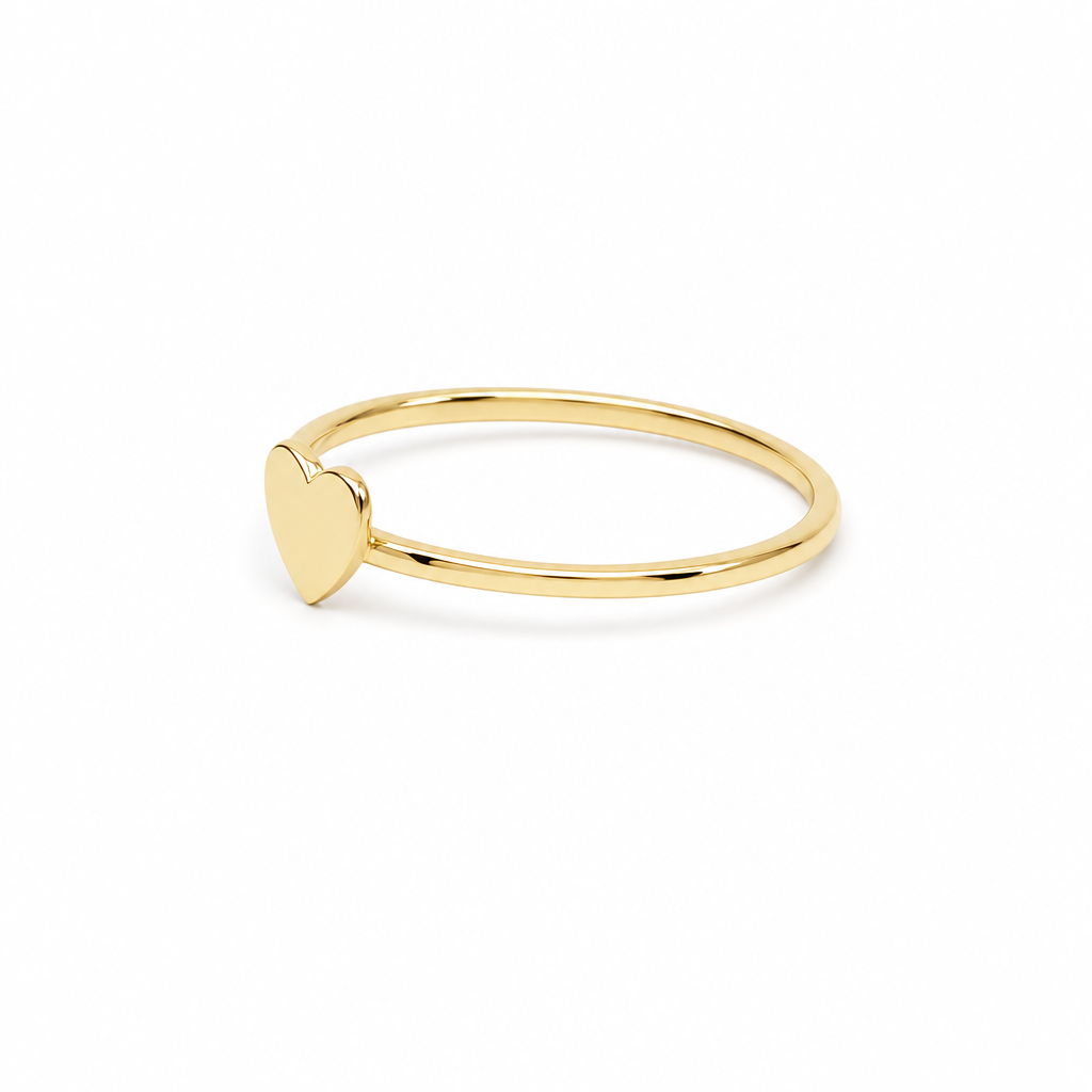 14K Yellow Gold Heart Women's Ring  / Size: 9 / Weight: 1.2 GR / DQWR4HR-23