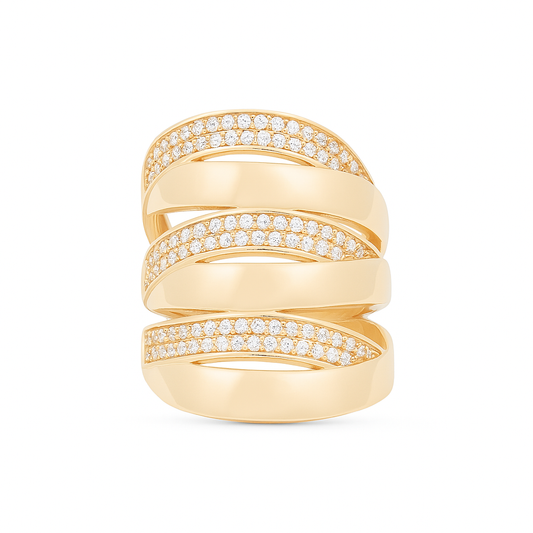 14K Yellow Gold Fashion Women's Ring with White Stones / Size: 8.5 / Weight: 6.1 GR / DQWR4FS-63