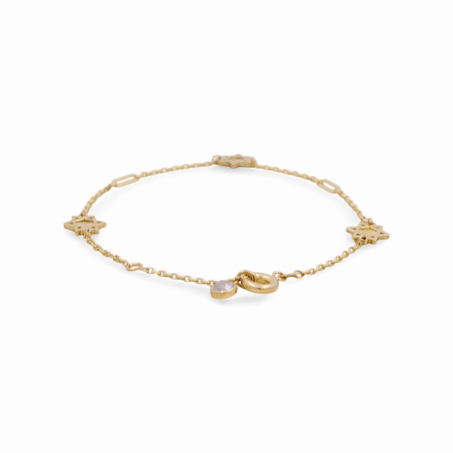 14K Yellow Gold Women's Bracelet with Star of David / Size: 7” / Weight: 2.6 GR / DPWB4ST-1