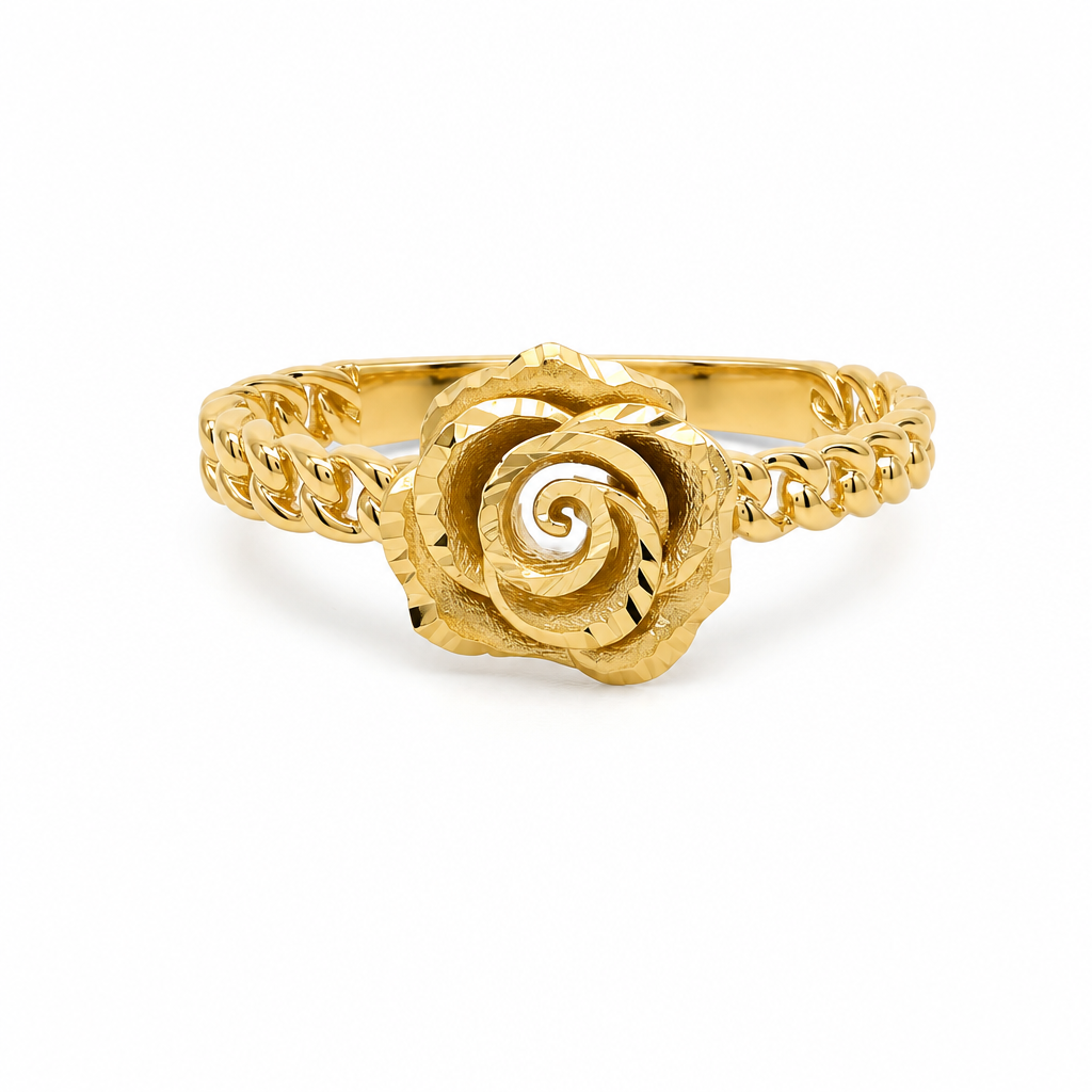 14K Yellow Gold Rose Women's Ring / Size: 7 / Weight: 2.2 GR / DQWR4FL-11