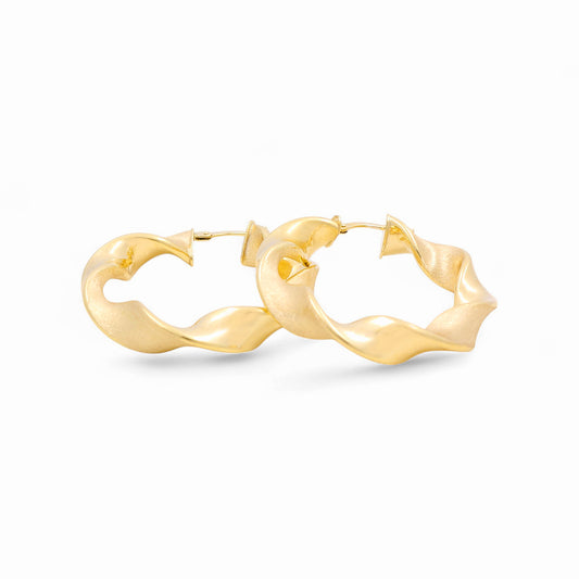 14K Yellow Gold Women's Twist Hoops Earrings / Size: 25 MM / Weight: 4.6 GR / 240-00581