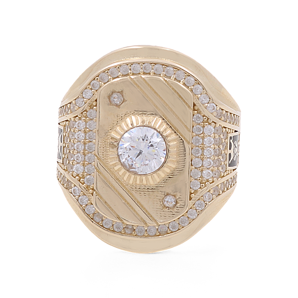 14K Yellow Gold Men’s Monaco Ring / CZ / Size 9 /  COMR4MON-8