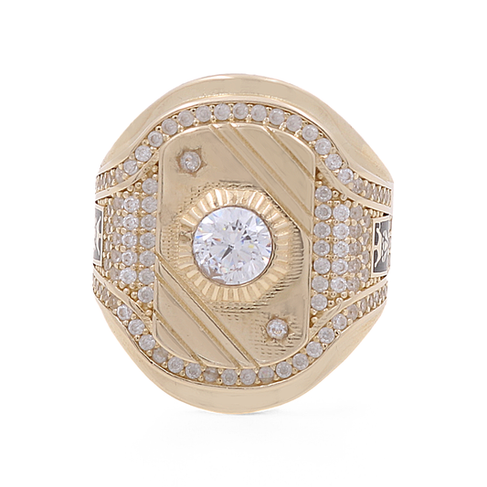 14K Yellow Gold Men’s Monaco Ring / CZ / Size 9 /  COMR4MON-8