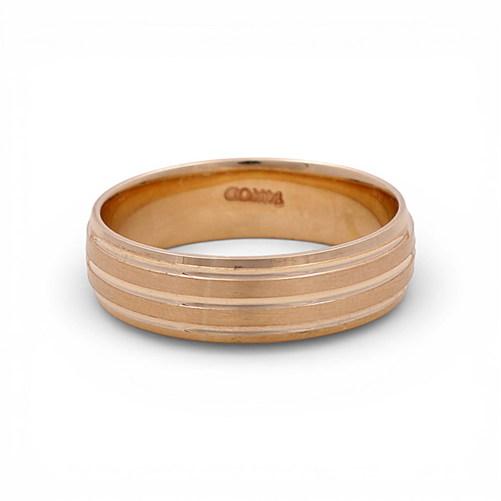 14K Yellow Gold Men’s Wedding Band with Design / Size: 10 / Weight: 5.1 GR / WBEEMWB4DS-6