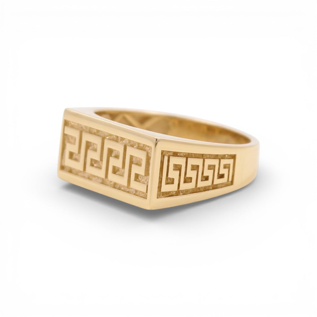 10K Yellow Gold Fashion Men's Ring with Greek / Size: 10.5 / Weight: 3.9 GR / DQMR0GR-2