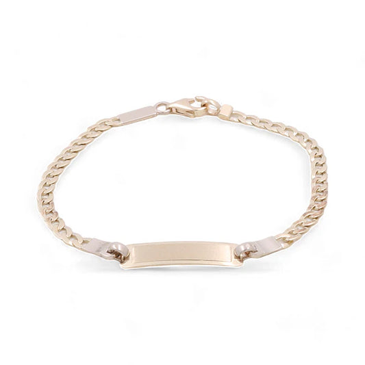 14K Yellow Gold ID BB Bracelet Flat Curb / Size 2mm x 5" / Weight 2.3 GR /  ISBB4-3