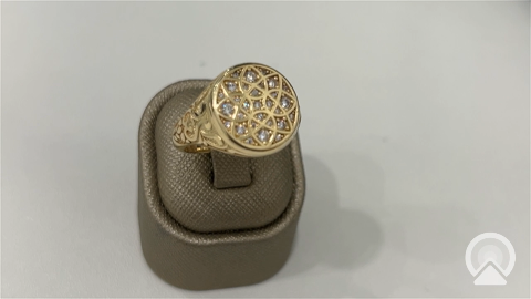 10K Yellow Gold Redondo Men’s Rosetta Style Ring / Stone: Cz / Size 10 / Small / Weigh 5.1gr/ COMR0RT-2
