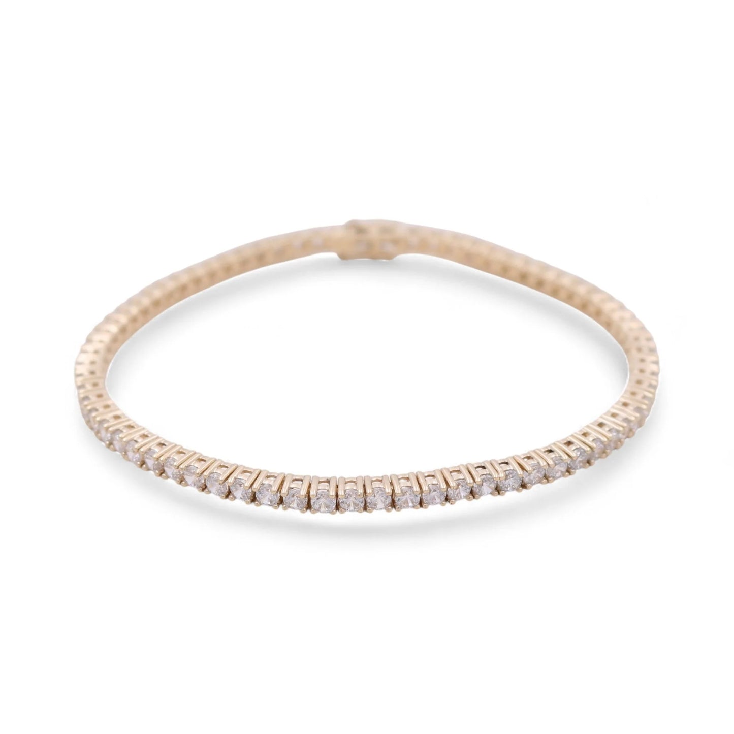 10K Yellow Gold Semisolid Tennis Women’s Bangle Bracelet with Cz / Weight: 9.4 GR / CPBB0FS-3