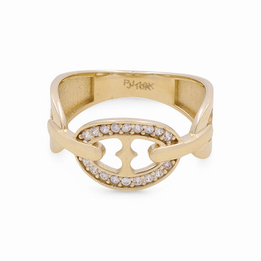 14K Yellow Gold Fashion Women's Ring with Cz / Size: 8 / Weight: 2.2 GR / CPWR4FS-4