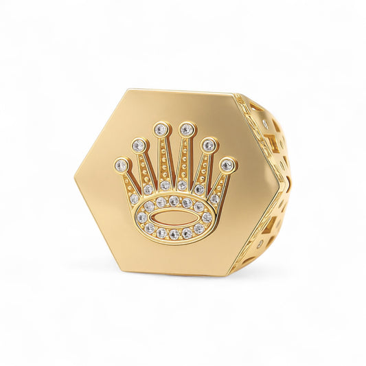 14K Yellow Gold RX Men's Ring with Greek Design and Cz / Size 11.5 / Weight: 14.9 GR / COMR4RXGR